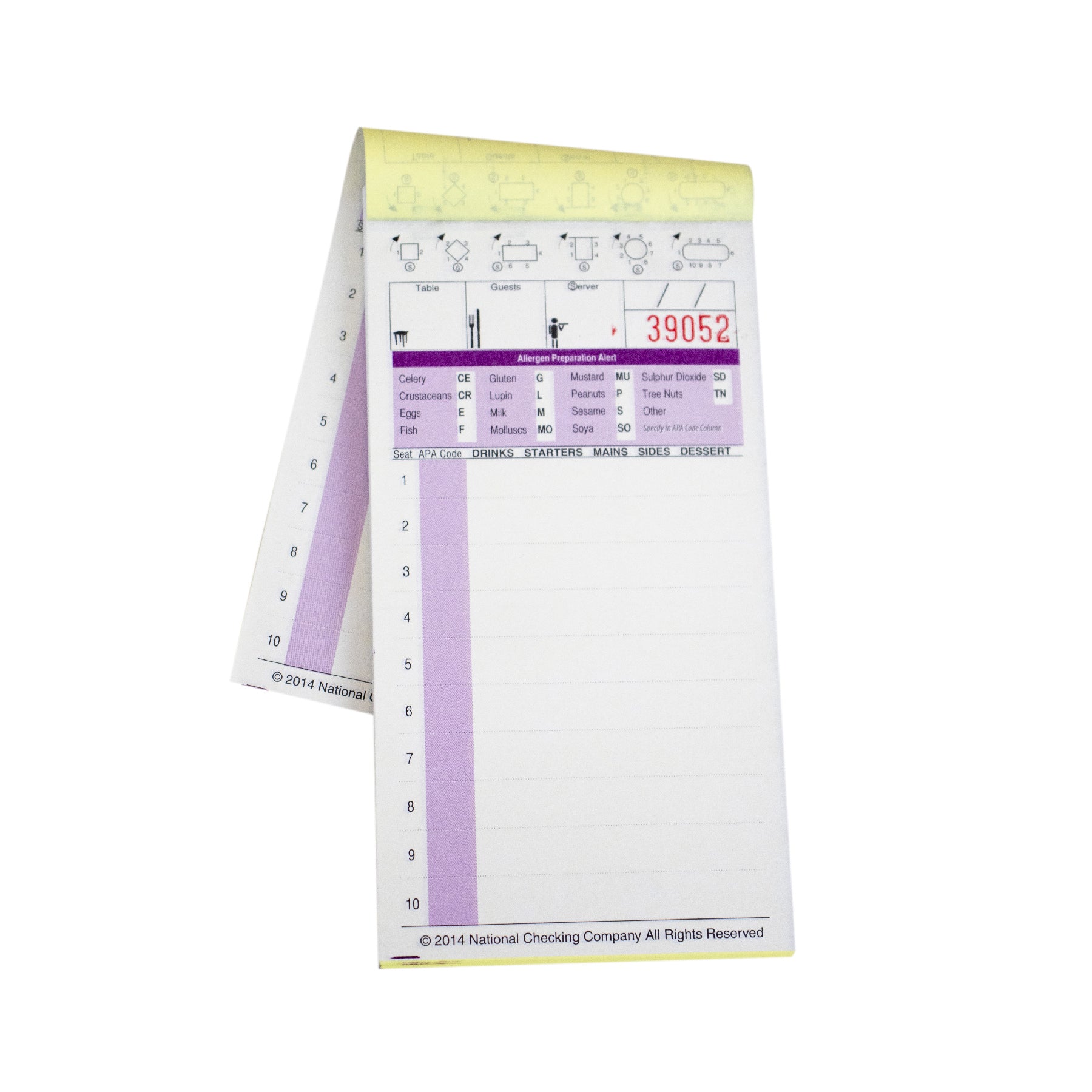 AL3602WP Medium Two-Part Carbonless Allergen Restaurant Cafe Order Pads WaitRpads