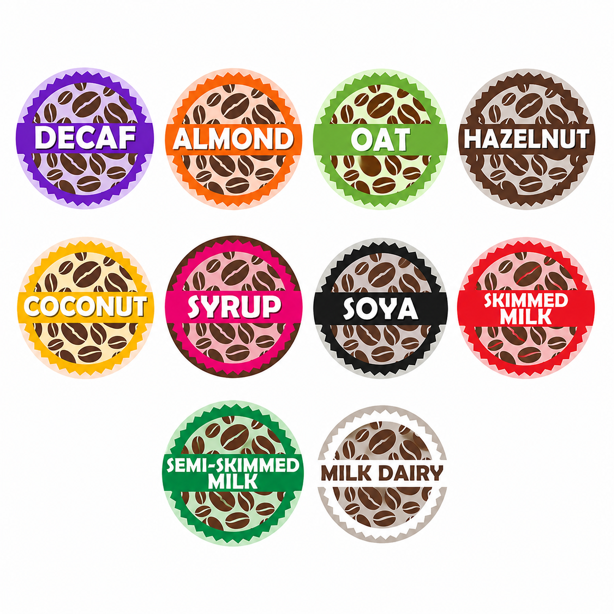 Hazelnut Milk Coffee Shop Barista Label 20mm 1000 Label Per Rolls