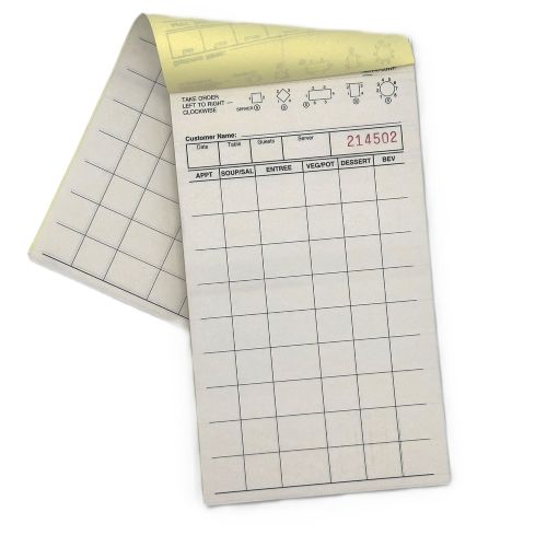 DayMark Pre Printed Guest Checks Restaurant Order Pads 108mm x 197mm Large Pack 10
