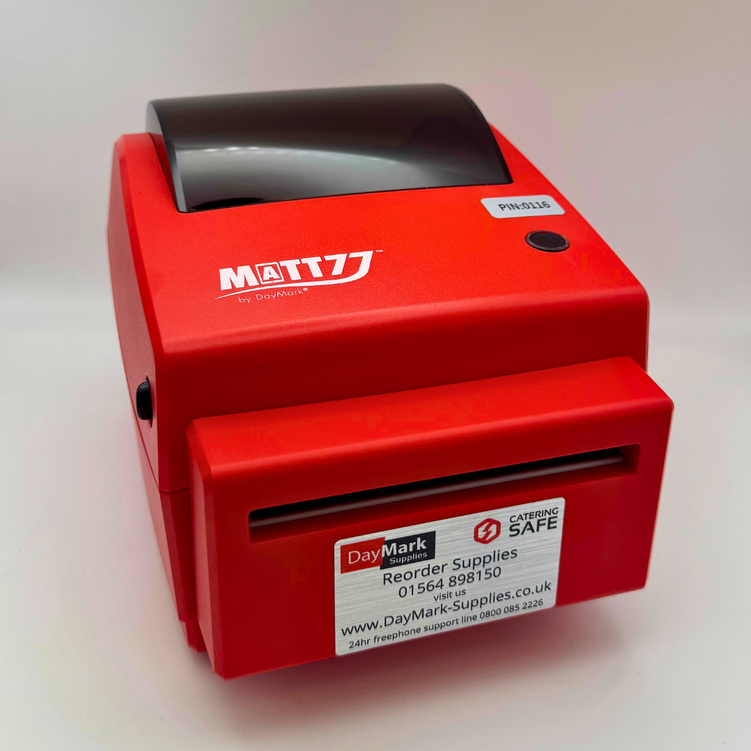 Matt 77 Direct Thermal Printer – Continuous Feed Bluetooth Food Label Printer for Grab & Go Labelling
