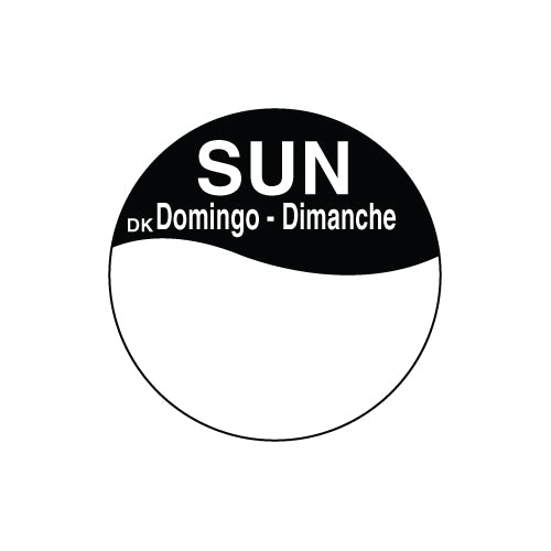 1100317 - Sunday 25mm Trilingual Circle Label DuraMark DayMark 1000 Labels Per Roll