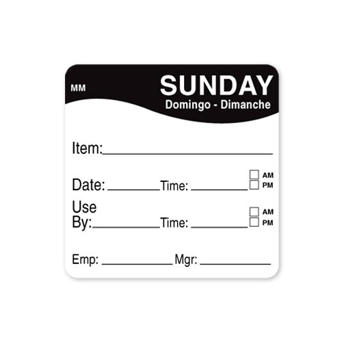 1100357 - Sun - Use By Date Time 51mm x 51mm MM - Catering Safe
