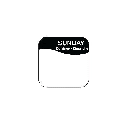 1131987 - Sunday - 19mm x 19mm Label DuraMark 1000 Labels Per Roll