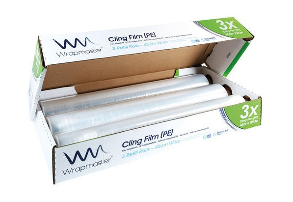 Wrapmaster PE Cling Film Refill Rolls 45cm x 300m (Pack of 3) 18C68 *Can Be Recycled*