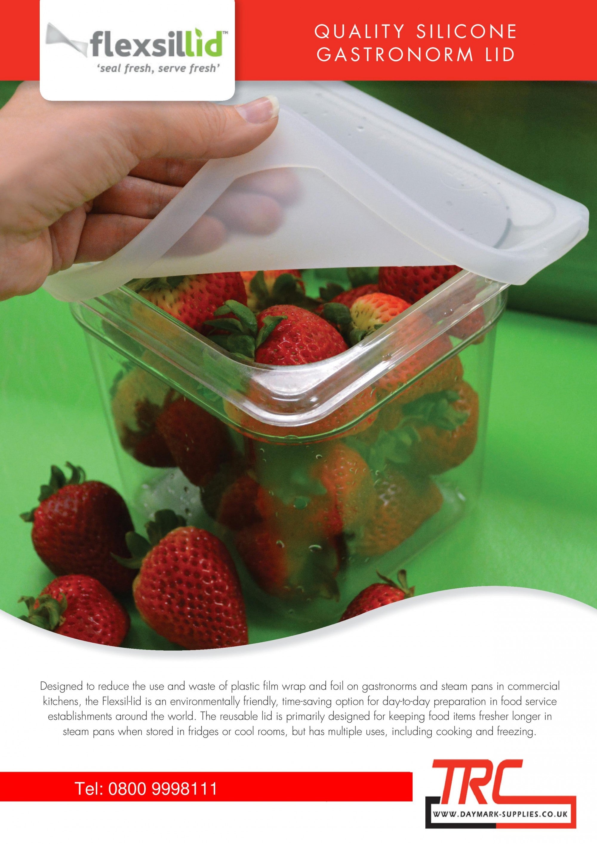 Flexsil lid Gastronorm Silicon Clear lid 1/1 Full Pan