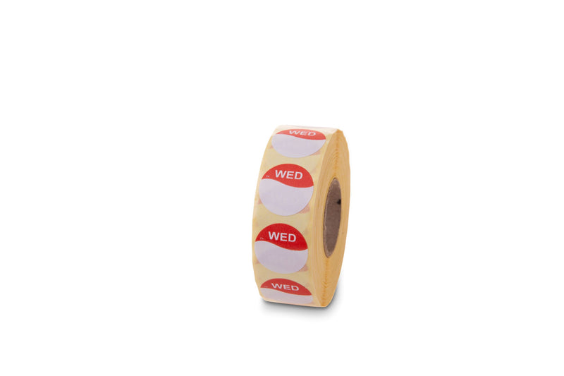 19mm 1/2 circle days of the week labels-REFILL (All 7 days 1000 labels per roll)