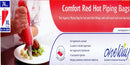 Oneway Comfort Red Hot Piping Bags for hot, thick fillings and sauces, offering extra firmness and comfort for precise piping.