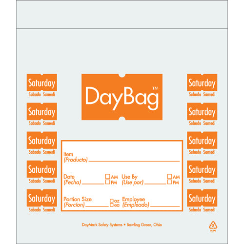 SATURDAY 6.5 x 7 Inch Day of the Week Portion Control Bag Bags 112383