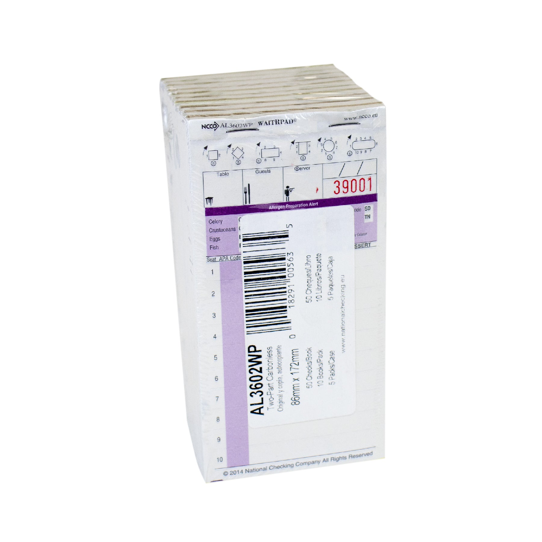 AL3602WP Medium Two-Part Carbonless Allergen Restaurant Cafe Order Pads WaitRpads