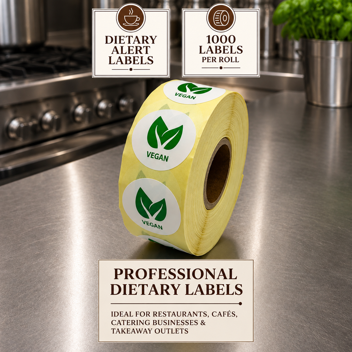 118545 - Dietary Alert Label Vegan 25mm 1000 labels per roll