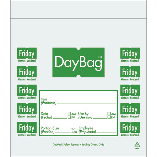 FRIDAY 6.5 x 7 Inch Day of the Week Portion Control Bags Bags 112382