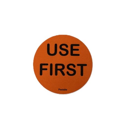 CS38O- USE FIRST Stock Rotation Label Sticker 38mm Bright Orange 500 Labels per roll