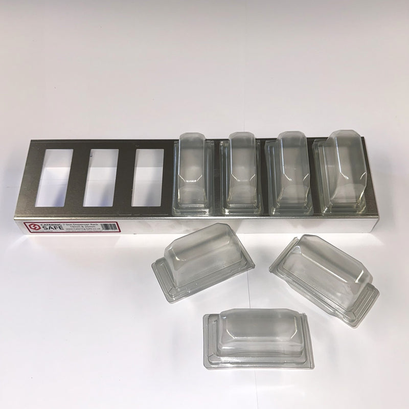 Organize efficiently with the 7 Slot Metal Dispensing Rack Complete with Label Carriers for versatile label storage.
