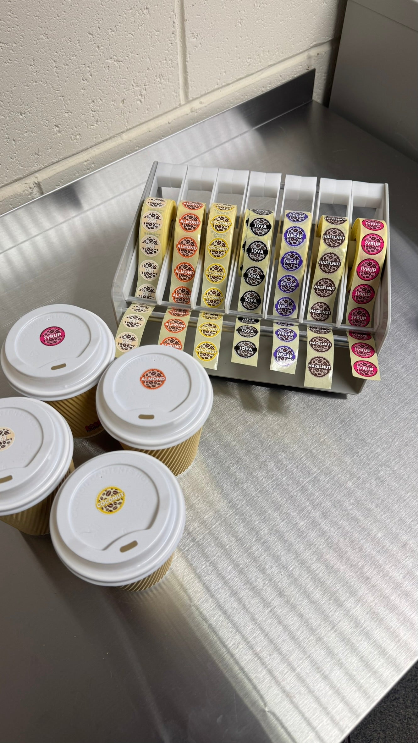 Coconut Milk Coffee Shop Barista Labels 20mm 1000 labels per roll