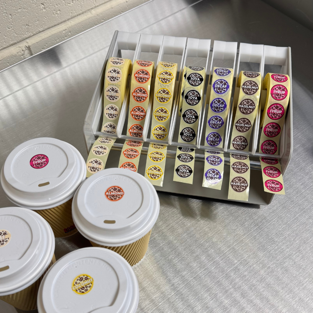 Oat Milk Coffee Shop Barista Labels 20mm 1000 labels per roll CS20OA