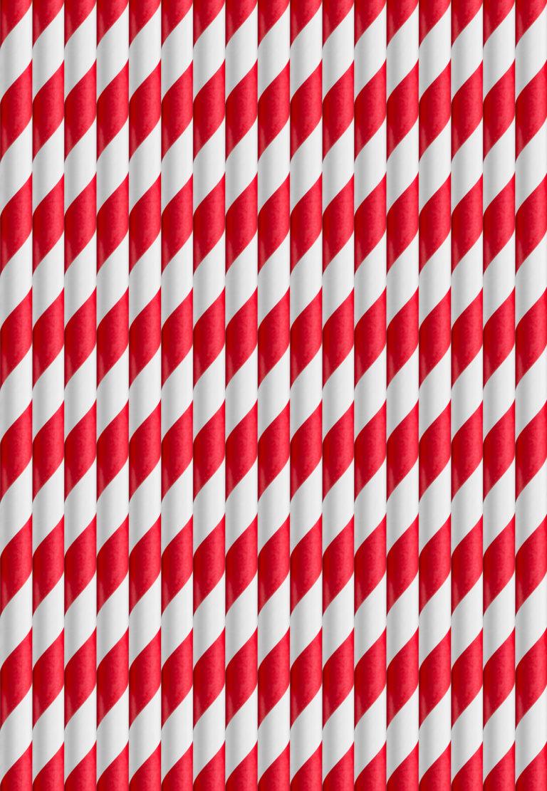 Red Stripe Paper Straw 6mm x 200mm Bio-degradable
