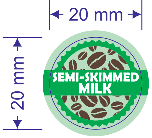 Semi Skimmed Milk Coffee Shop Barista Labels 20mm 1000 labels per rolls