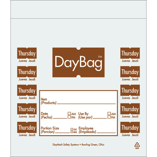 THURSDAY 6.5 x 7 Inch Day of the Week portion control Bags 2000 bags per case 112381