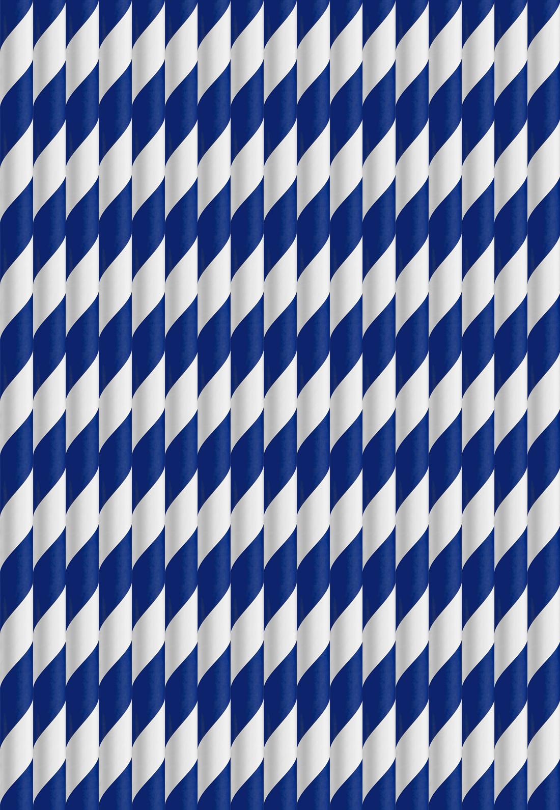 Blue & White Individually Wrapped Smoothie Milkshake Paper Straw 8mm x 200mm Bio-degradable Box 1500