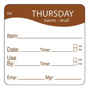 1100534 - Thur - Use By Date Time 51mm x 51mm DM - Catering Safe