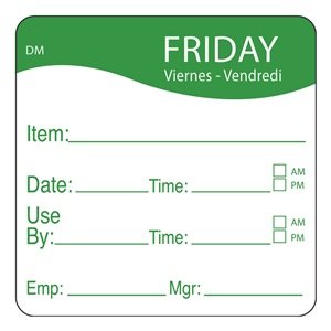 1100535 - Fri - Use By Date Time 51mm x 51mm DM - Catering Safe