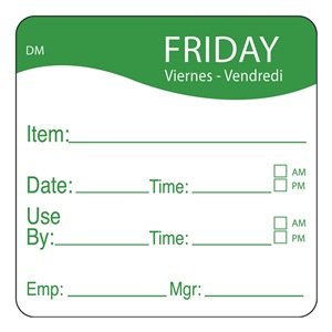 1100535 - Fri - Use By Date Time 51mm x 51mm DM - Catering Safe