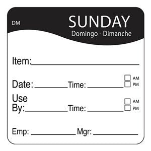 1100537 - Sun - Use By Date Time 51mm x 51mm DM - Catering Safe
