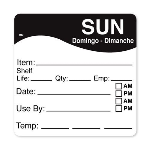 1100617 - Sun - Shelf Life Date Time 64mm x 64mm MM - Catering Safe