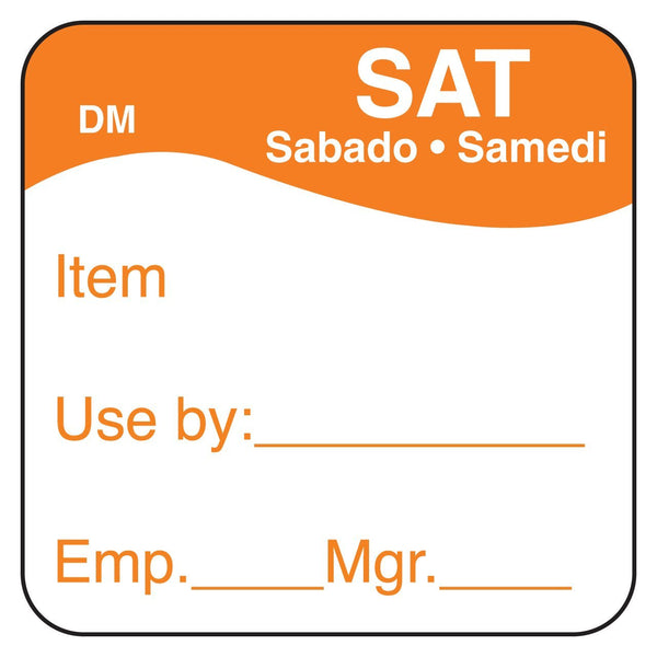 1100736 - Sat - Use By 25mm x 25mm DM - Catering Safe