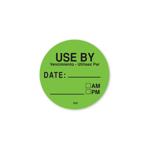 112433 - Use By Green 38mm Circle MoveMark MM - Catering Safe