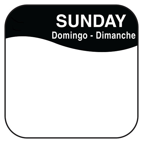1125267 - Sunday - 25mm x 25mm Label DuraMark 1000 labels per roll