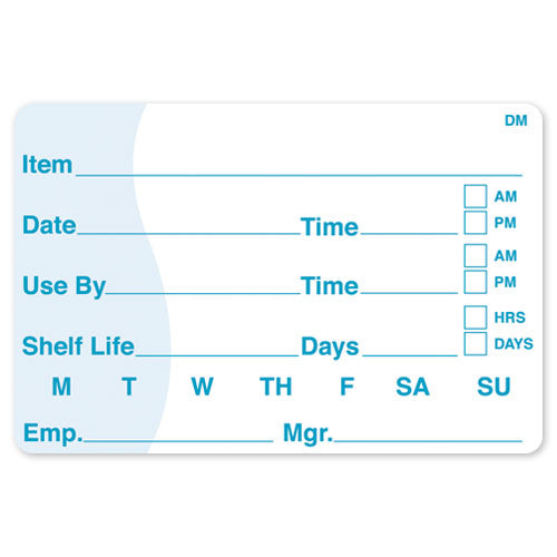 113390 - Item Date Use By Shelf Life 51mm x 76mm dissolvable DM 250 labels per roll