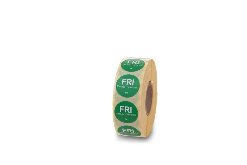 1143921 - 19mm Circle DOTW Day of the Week Food Rotation Labels 1000 Per Roll