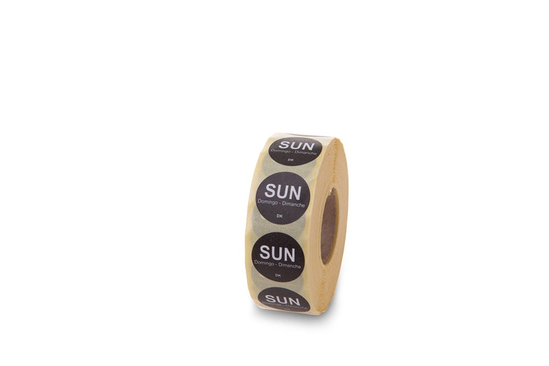 1143921 - 19mm Circle DOTW Day of the Week Food Rotation Labels 1000 Per Roll