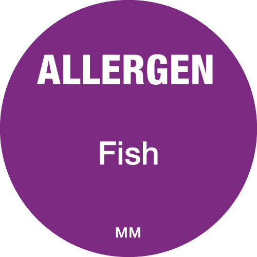 116136 - Daymark 25mm Circle Purple Allergen Fish Label 1000 labels per roll