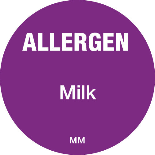116141 - Daymark 25mm Circle Purple Allergen Label Milk