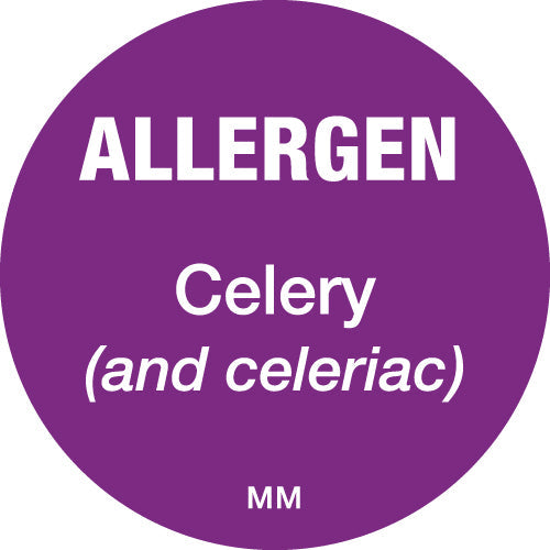 116142 - Daymark 25mm Circle Purple Allergen Celery Labels 1000 labels per roll