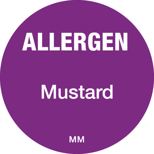 116143 - Daymark 25mm Circle Purple Allergen Mustard Labels 1000 labels per roll