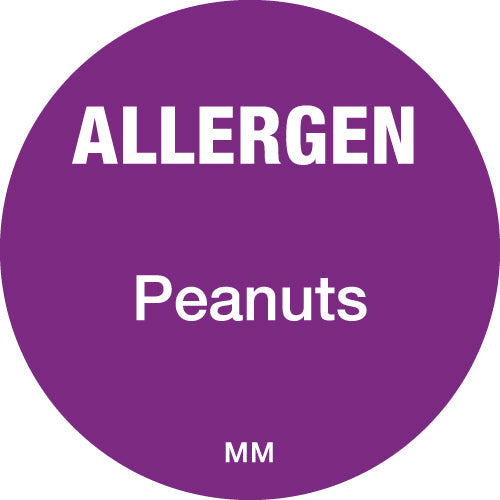 116146 - Daymark 25mm Circle Purple Allergen Peanuts Labels 1000 labels per roll