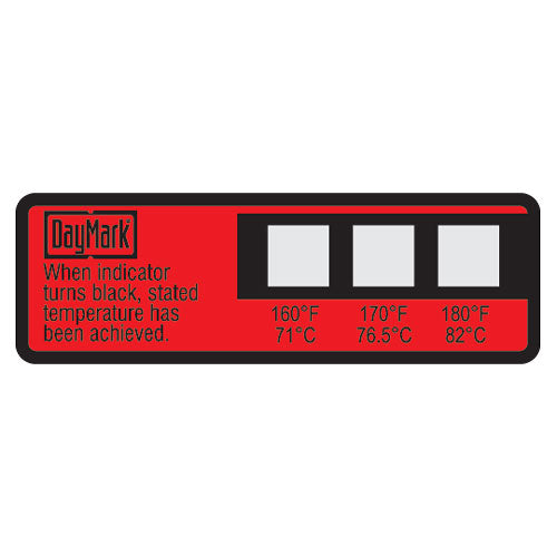 117174 - Dishwasher Temperature Disinfection labels 3 in 1 Thermostrips 24 labels/pack.