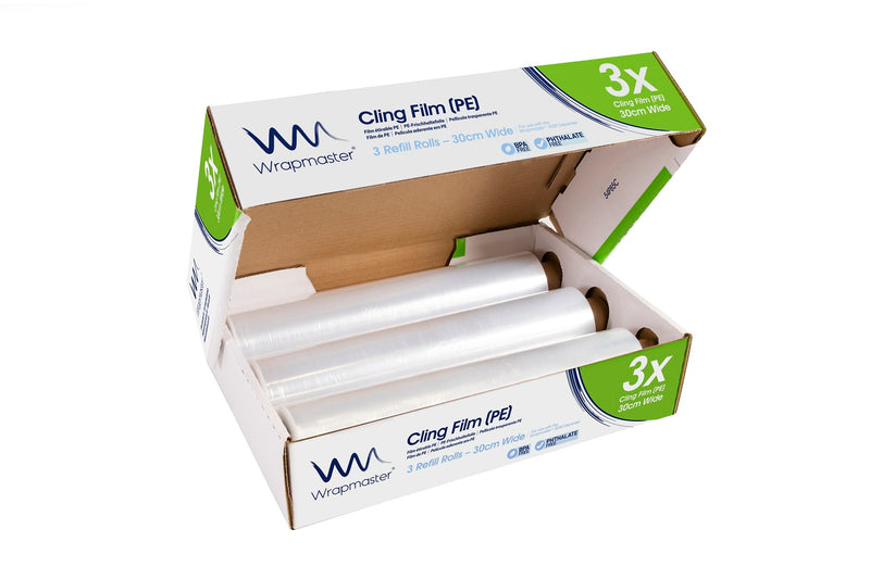 Wrapmaster PE Cling Film Refill Rolls 30cm x 300m (Pack of 3) 18C67 *Can Be Recycled* For use in 3000 dispenser