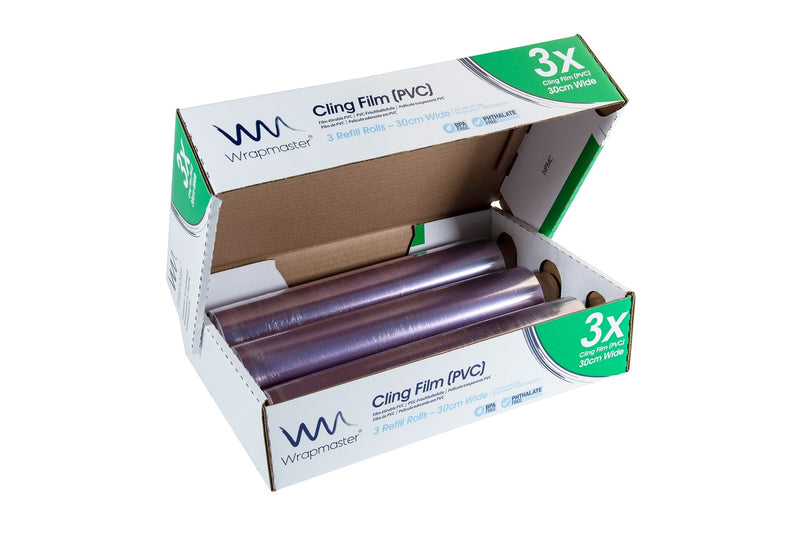 Wrapmaster Cling Film (PVC) Refill 30cm x 300m (Pack of 3) 31C80 (For use in the 3000 dispenser)