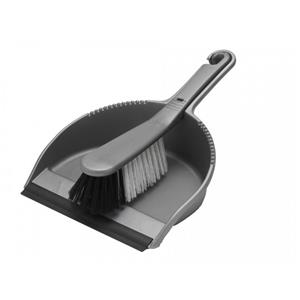 Addis Stiff Dustpan and Brush Set Metallic Silver