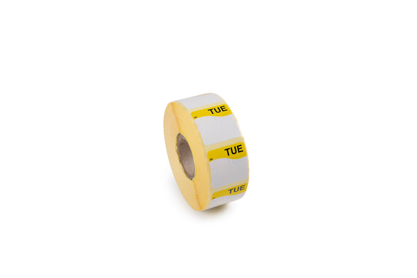 1100342 - Tuesday - 25mm x 25mm Removable Label - 1000 Labels Per Roll