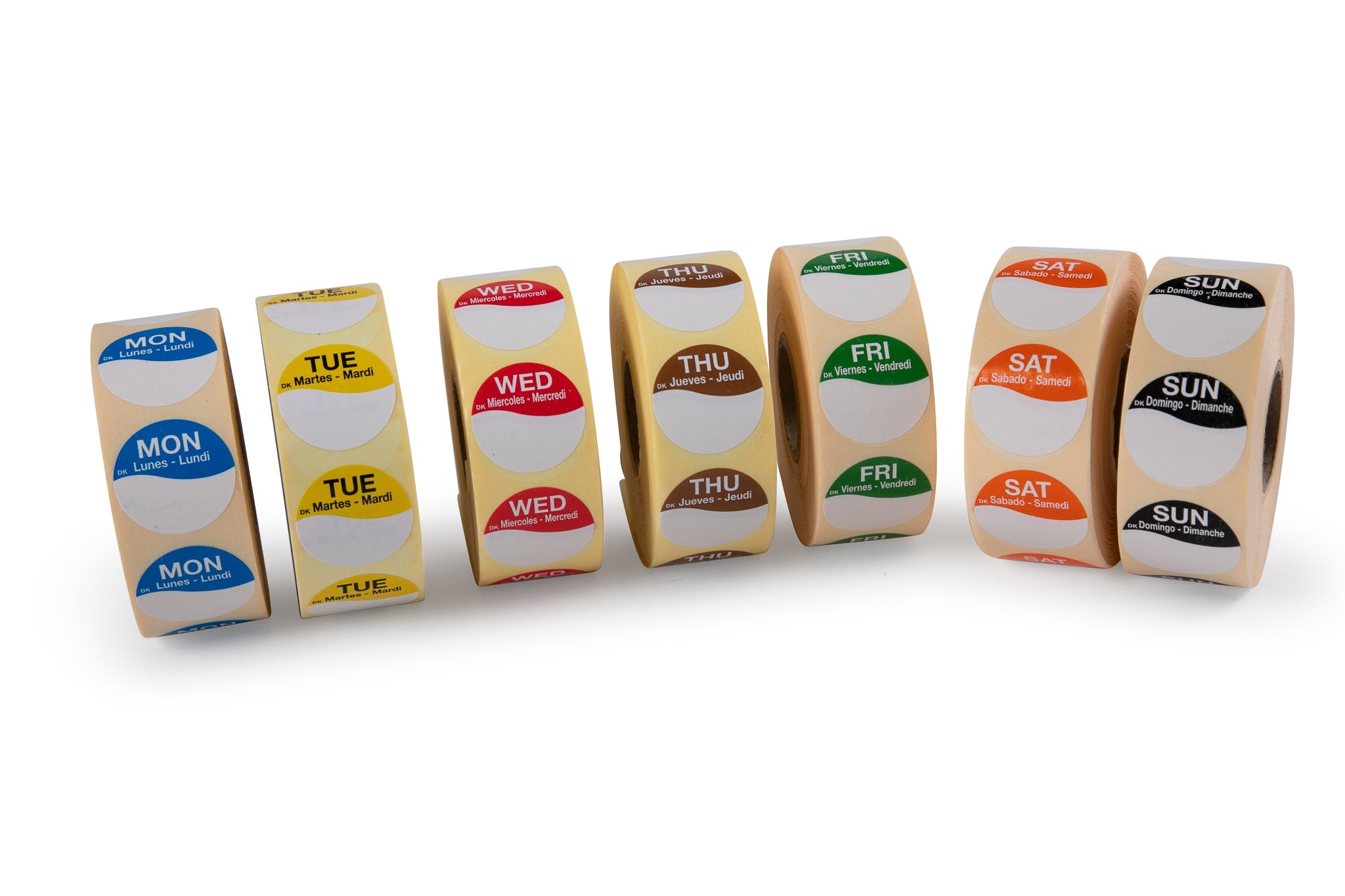 19mm 1/2 circle days of the week labels-REFILL (All 7 days 1000 labels per roll)