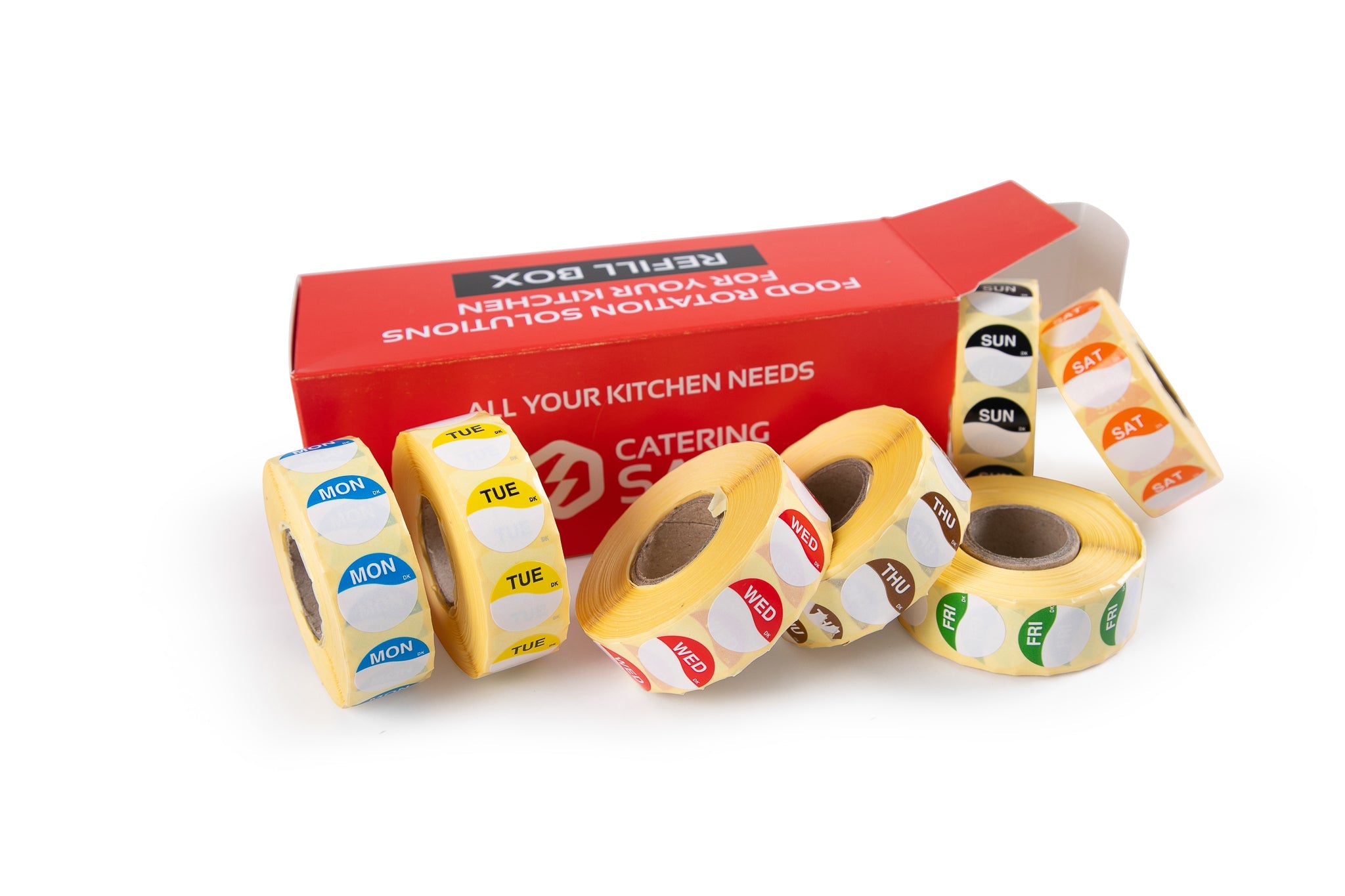 19mm 1/2 circle days of the week labels-REFILL (All 7 days 1000 labels per roll)