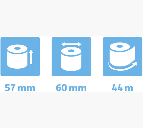 Exacompta Thermal Receipt Rolls for Credit Card Machines BPA Free 1 ply 55g (57x60x12mm) Pack 10